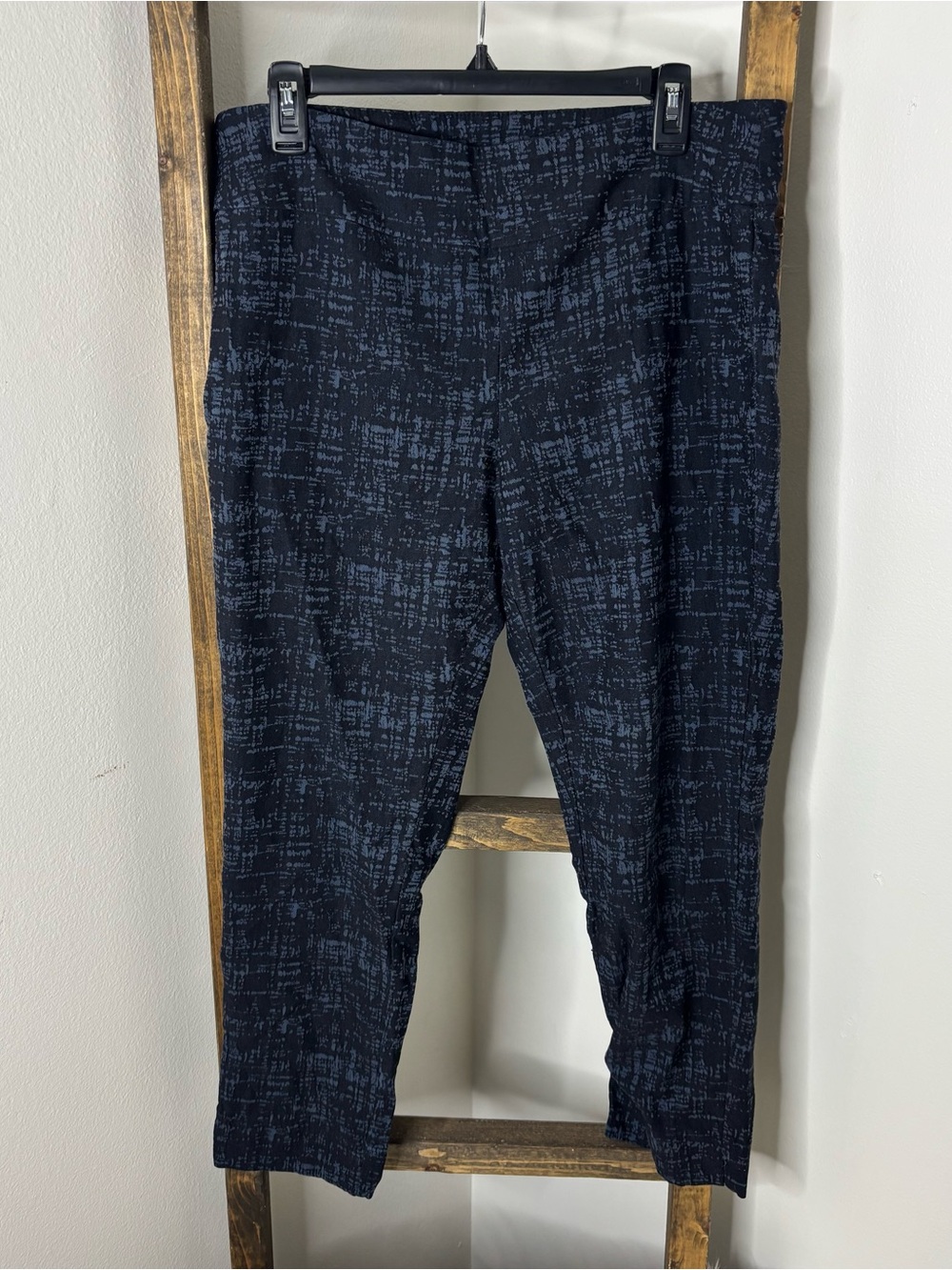 Roz&Ali Women’s Navy Patterned Pull-On Pants Size 16